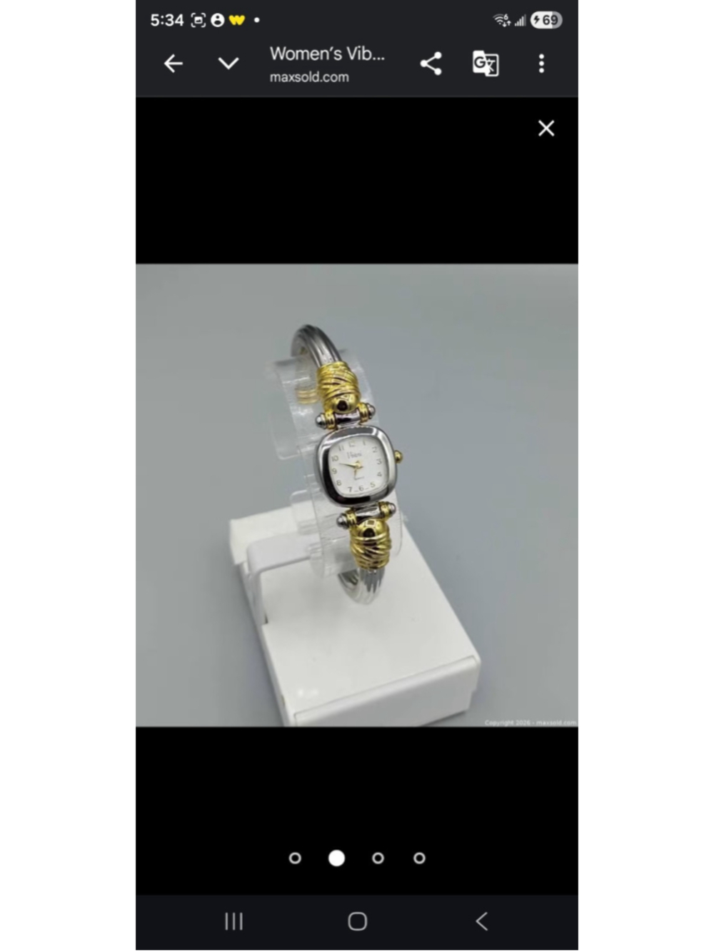 Ladies Vivani Stunning Paved Silver Gold Tone MoP Dial Cuff Bracelet Watch - Picture 2 of 6